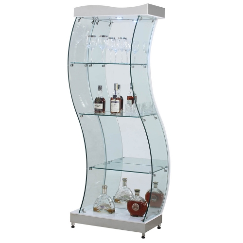 S Shaped Glass Curio w/ Four Glass Shelves