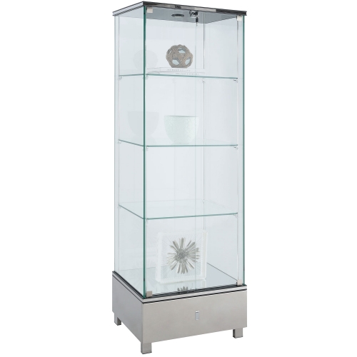 All Glass Curio w/ Stainless Steel Base