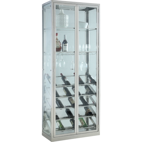 6655 Curio Cabinet w/ Wine & Stemware Racks in Glass & Chrome