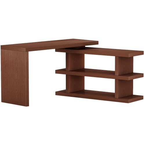 6915 Motion Home Office Desk w/ Shelves in Walnut Veneer