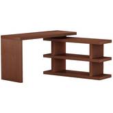 6915 Motion Home Office Desk w/ Shelves in Walnut Veneer