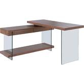 6920 Desk w/ 2 Drawers & Shelf in Walnut Veneer & Glass