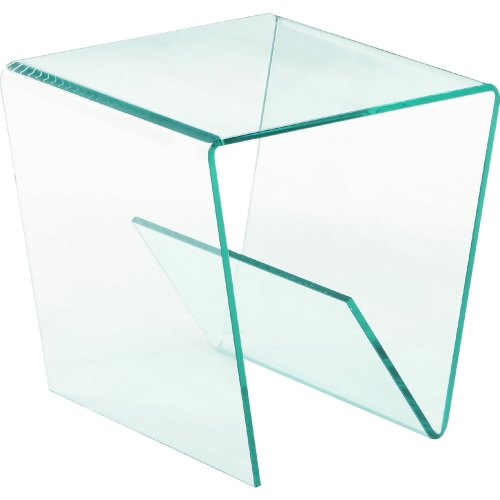 72102 Square Bent Clear Glass Lamp End Table