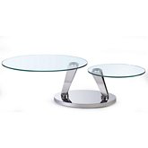 8045 Motion Cocktail Table in Glass & Polished Stainless