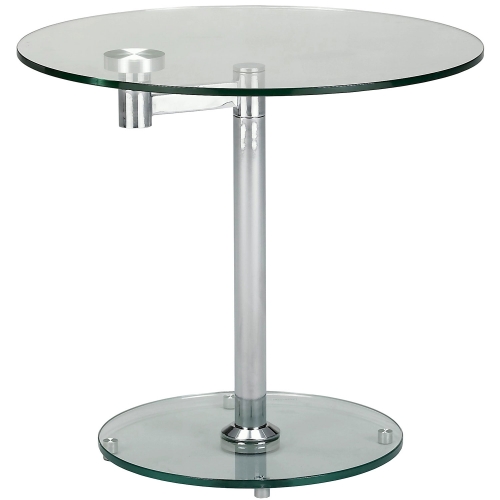 8090 Round Lamp End Table in Glass & Chrome