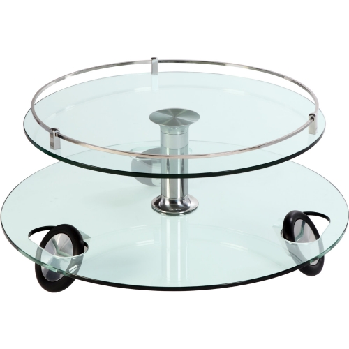 8178 Swivel Top Coffee Table in Glass & Stainless