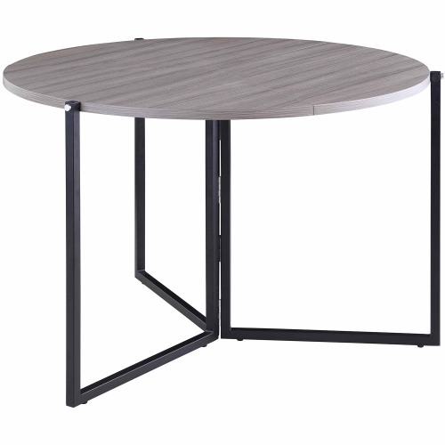 8389 43" Round Folding Dining Table in Oak Veneer & Gray