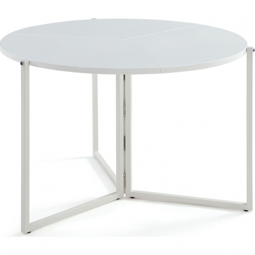 8389 43" Round Folding Dining Table in Matte & Gloss White