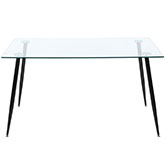 Bertha 55" Dining Table in Tempered Glass & Black Metal