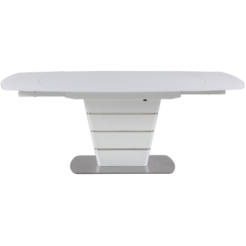 Charlotte 55" Ext Dining Table in Starphire Glass, White & Stainless