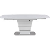 Charlotte 55" Ext Dining Table in Starphire Glass, White & Stainless