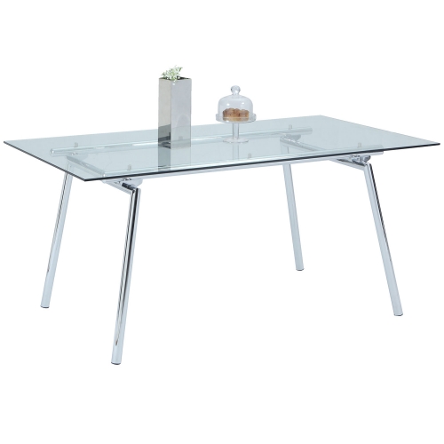 Colleen 63" Dining Table in Glass & Stainless Steel