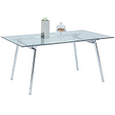 Colleen 63" Dining Table in Glass & Stainless Steel