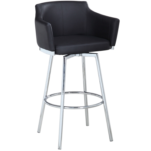 Dusty Club Counter Stool w/ Memory Swivel in Black Leatherette & Chrome