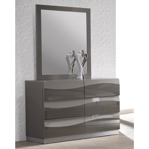 Delhi 6 Drawer Dresser in High Gloss Gray