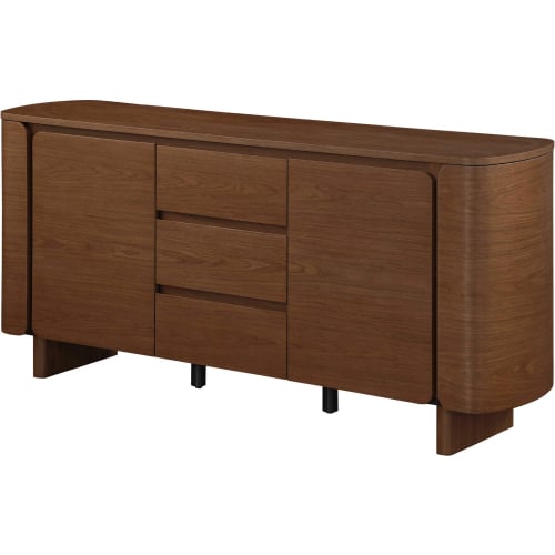 Eden 2 Shelf 3 Drawer Buffet in Walnut Veneer