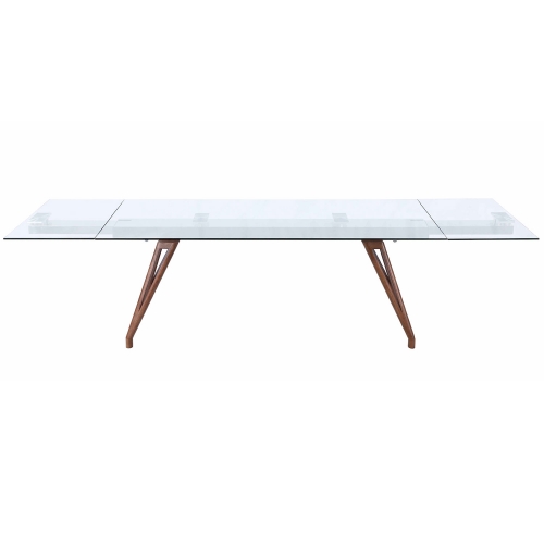 Erika 78" Extension Dining Table in Walnut Finish & Glass