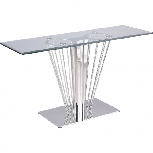 Fernanda Sofa Table in Polished Stainless & Tempered Glass