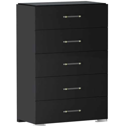 Florence 5 Drawer Bedroom Chest in Gloss Black