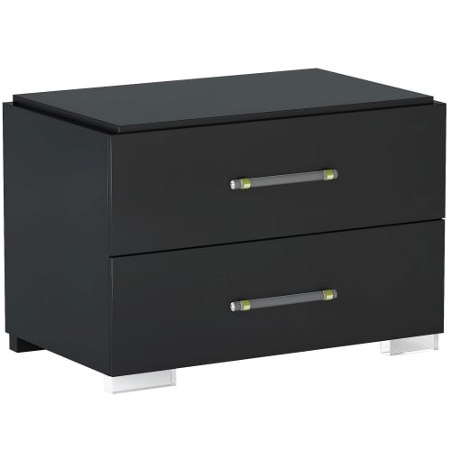 Florence 2 Drawer Nightstand in Gloss Black (Set of 2)