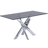 Genevive 51" Dining Table in Chrome & Tinted Glass