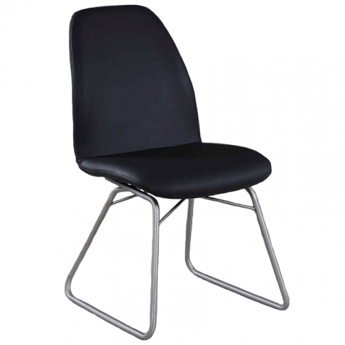 Gretchen Dining Chair in Black Leatherette & Stainless (Set of 2)