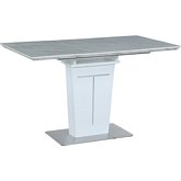 Gwen 47" Counter Dining Table in Faux White Marble & Stainless Steel