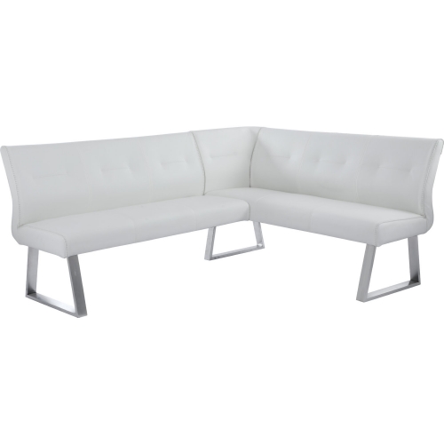 Gwen Reversible Dining Nook in Tufted White Leatherette