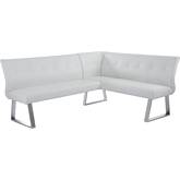 Gwen Reversible Dining Nook in Tufted White Leatherette