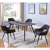 Henriet Dining Set in Gray & Black with Gray Fabric & Leatherette