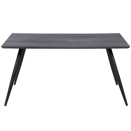 Henriet 59" Dining Table in Dark Gray Laminate Wood & Black Metal