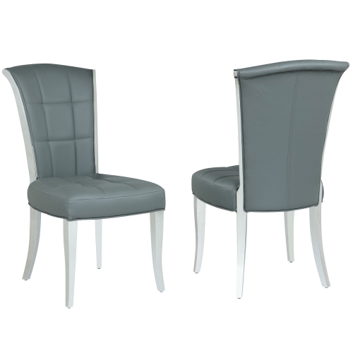 Iris Dining Chair in Tufted Gray Leatherette (Set of 2)