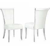 Iris Dining Chair in Tufted White Leatherette (Set of 2)