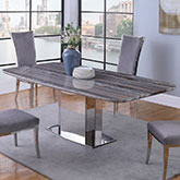 Isabel 87" Dining Table in Gray Blue Marble & Stainless