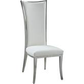 Isabel Dining Chair in White Leatherette & Stainless Steel (Set of 2)