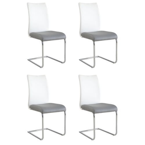 Jane Dining Chair in White & Gray Leatherette (Set of 4)