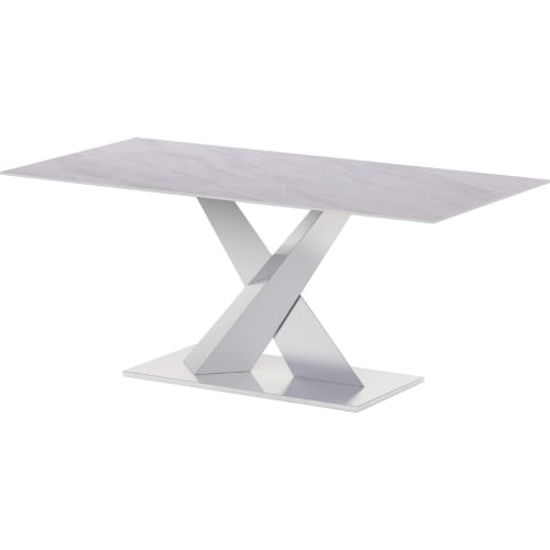 Jennifer 71" Dining Table in White Sintered Stone & Polished Stainless Steel