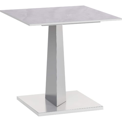 Jennifer Lamp Side Table in White Sintered Stone Top & Polished Stainless Steel