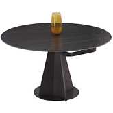 Jocelyn 53" Motion Extendable Dining Table in Marbled Black Ceramic & Steel