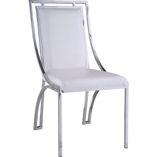 Josie Open Frame Dining Chair in White Leatherette & Steel (Set of 2)