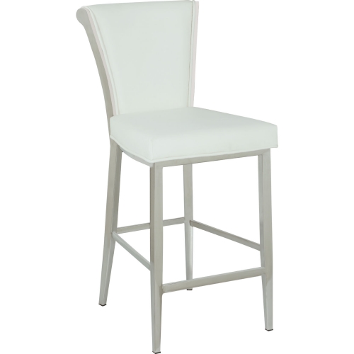 Joy Flare Back Bar Stool in White Leatherette