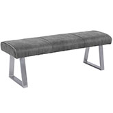 Kalinda Dining Bench in Gray Fabric & Stainless