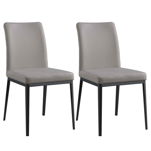 Katalina Dining Chair  in Diamond Stitched Khaki Leatherette & Black Steel (Set of 2)