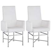 Kendall Dining Arm Chair in Cream Fabric & Polished Steel (Set of 2)