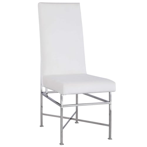 Kendall Dining Chair in Cream Fabric & Polished Steel (Set of 2)