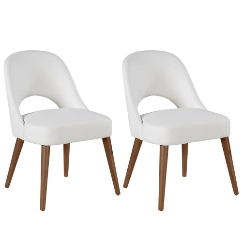 Kenza Open Back Dining Chair in White Leatherette (Set of 2)