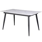 Kingsley 56" Dining Table in White Sintered Stone & Black Steel