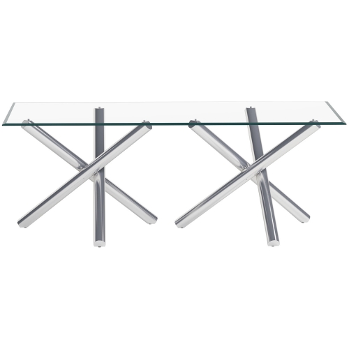 Leatrice 84" Dining Table in Glass & Chrome