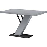 Linden 51" Dining Table in Gloss Gray Wood & Black Steel