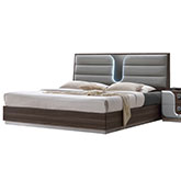 London King Bed in Gray Leatherette with Led